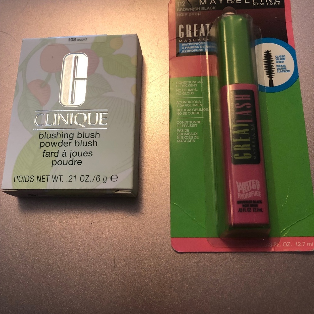 Clinique Blush and Maybelline Great Lash Waterproof Mascara